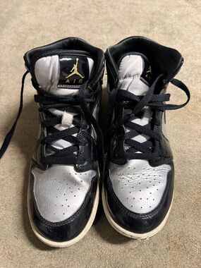 Nike Air Jordan 1 High Top Sneakers - Black & Silver